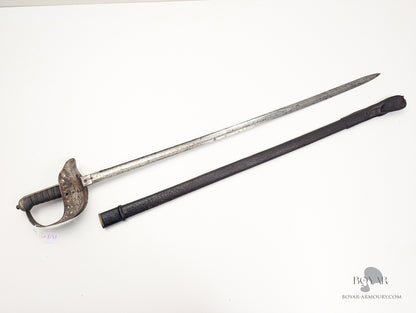 1897 Pattern Officer's Sword, GVR Hilt, Victorian Blade with Initials