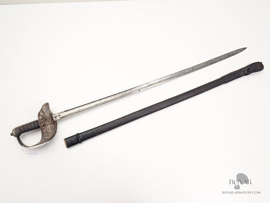1897 Pattern Officer's Sword, GVR Hilt, Victorian Blade with Initials