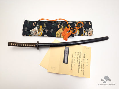 Japanese Sword with NBTHK Hozon Certificate, signed Izuminokami Fujiwara Nobuie