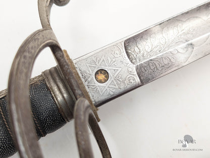 1821 Pattern Officer's Sword, Durham Royal Garrison Artillery (Heavy Battery), Owner's Initials