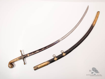 Blue And Gilt Ottoman Shamshir Horn Hilt Sword