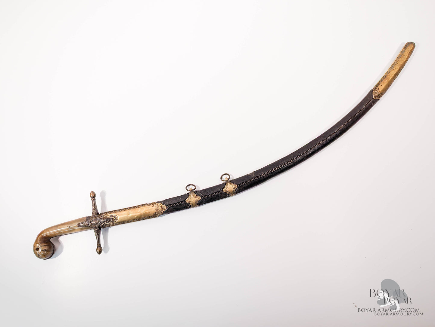 Blue And Gilt Ottoman Shamshir Horn Hilt Sword