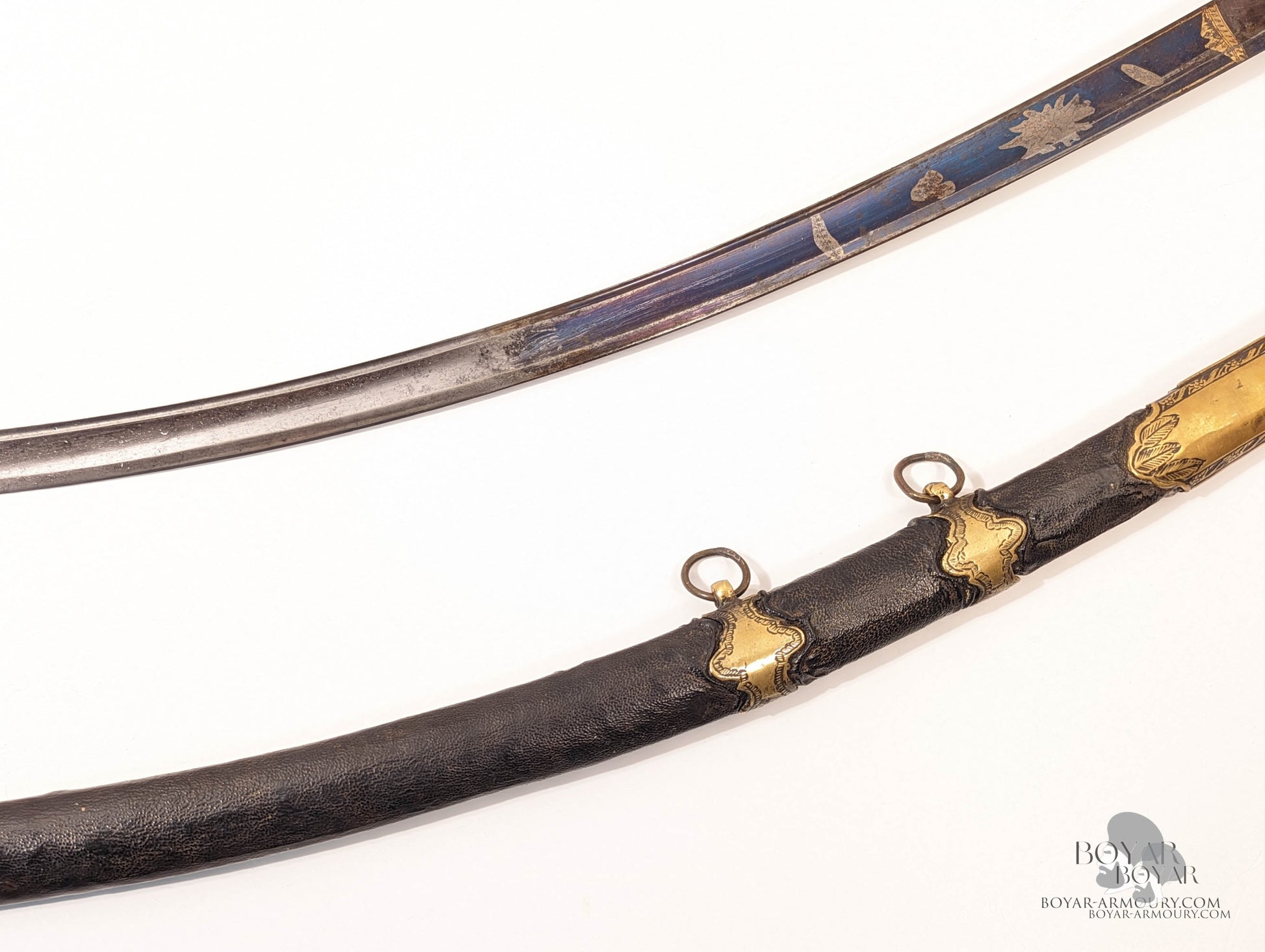 Blue And Gilt Ottoman Shamshir Horn Hilt Sword