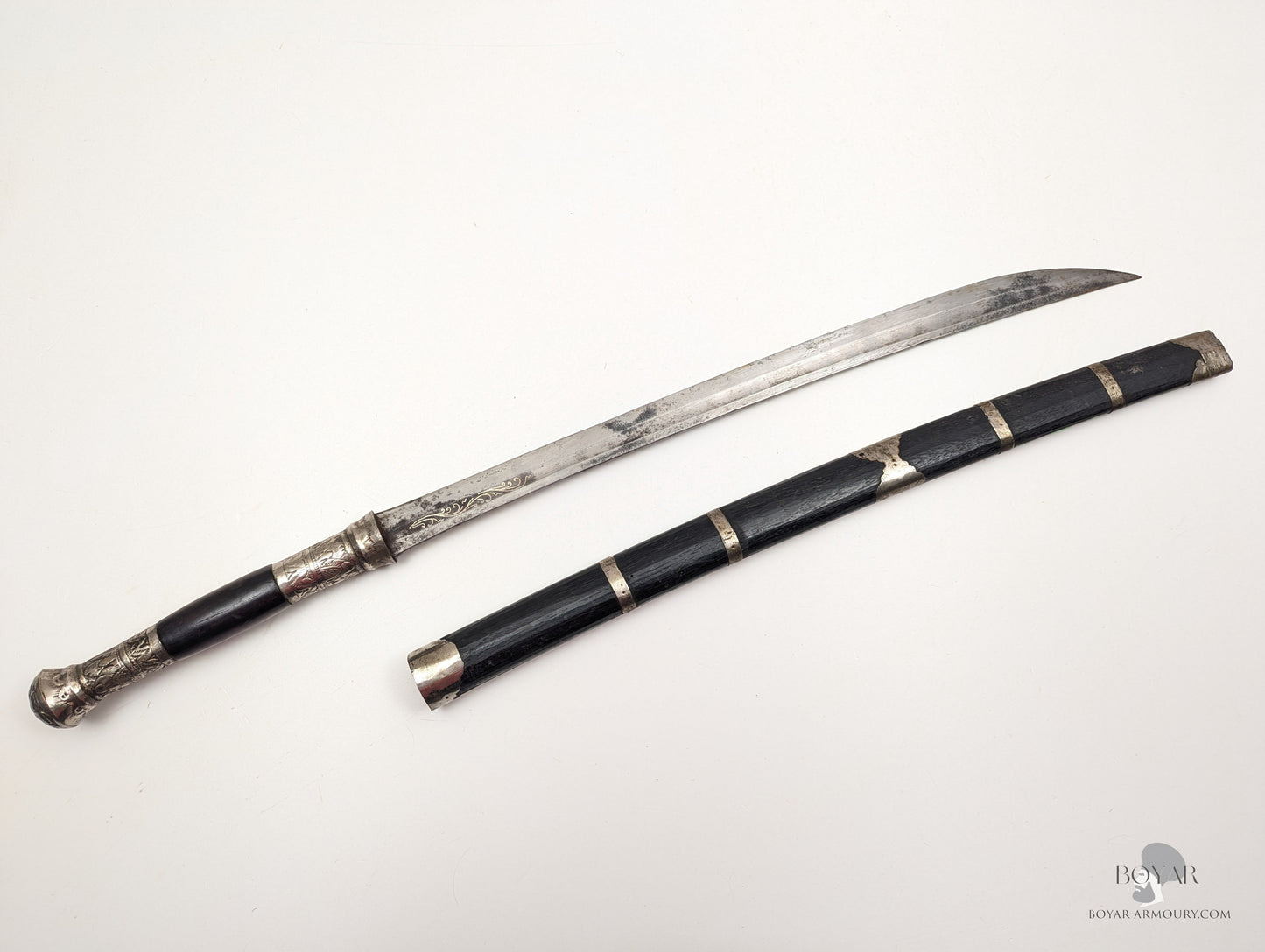 Burmese Dha Sword Silver Fitted Sword