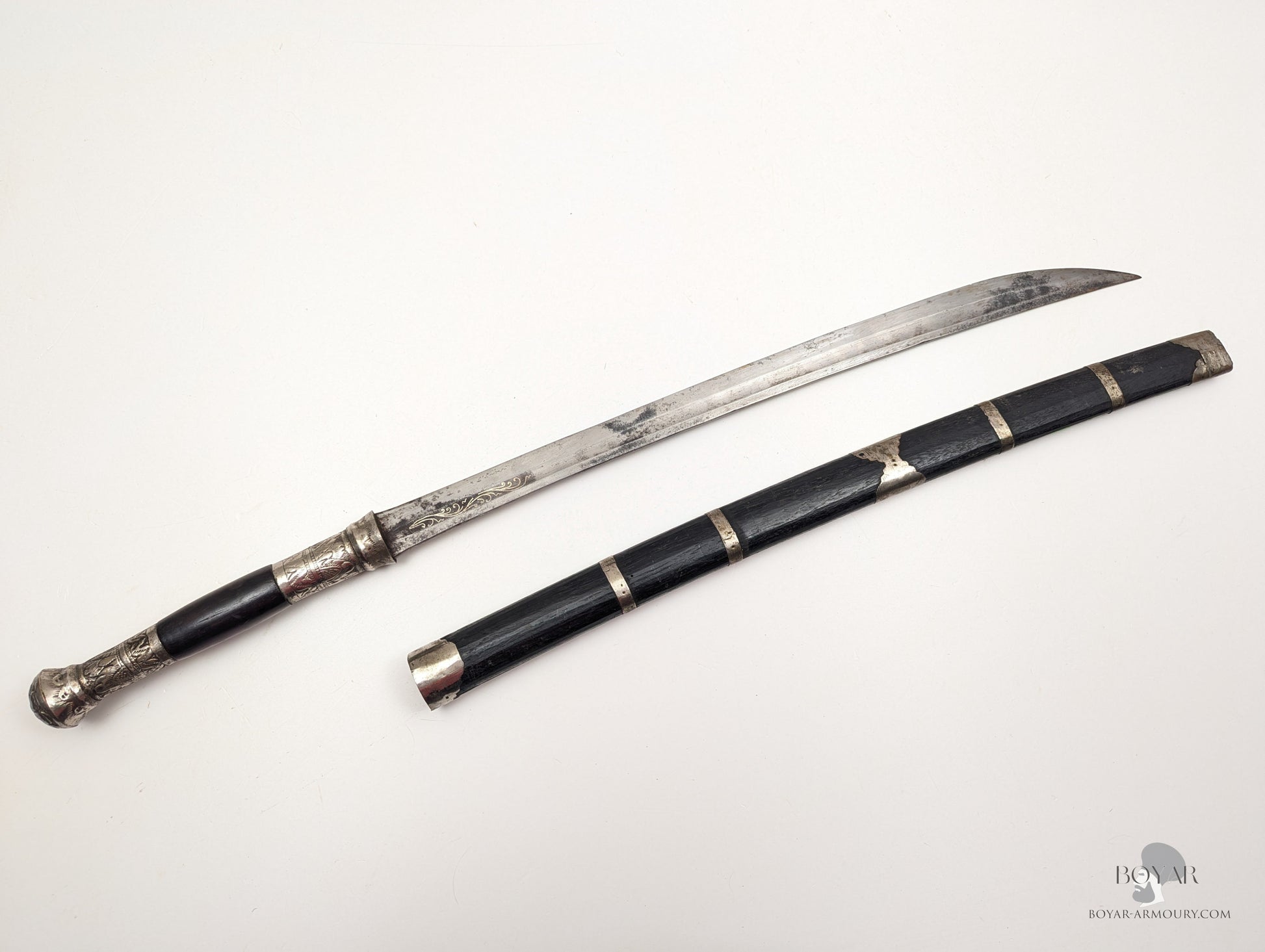 Burmese Dha Sword Silver Fitted Sword