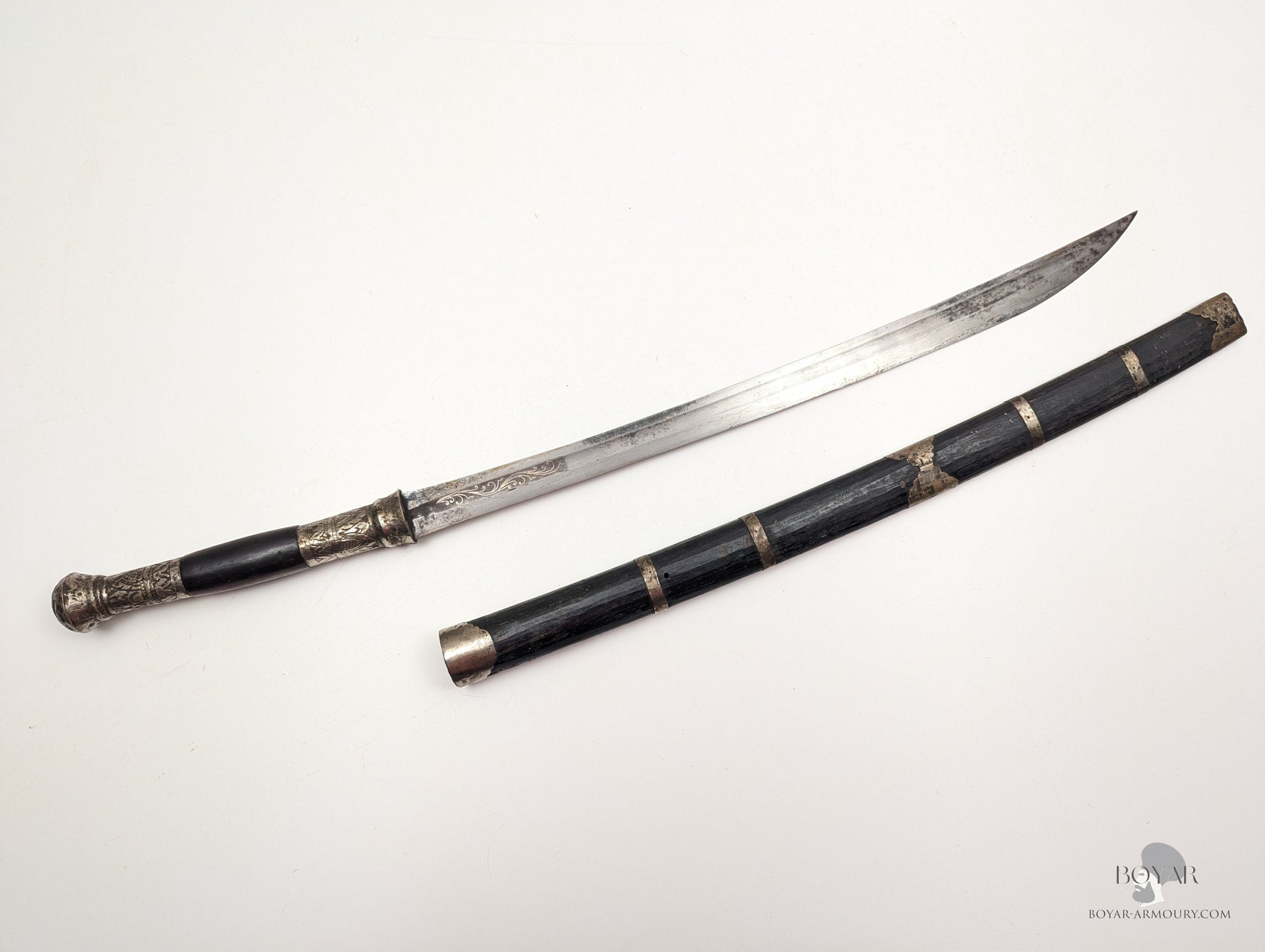 Burmese Dha Sword Silver Fitted Sword