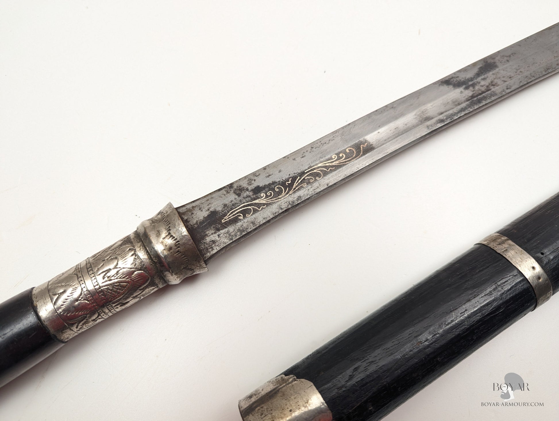 Burmese Dha Sword Silver Fitted Sword