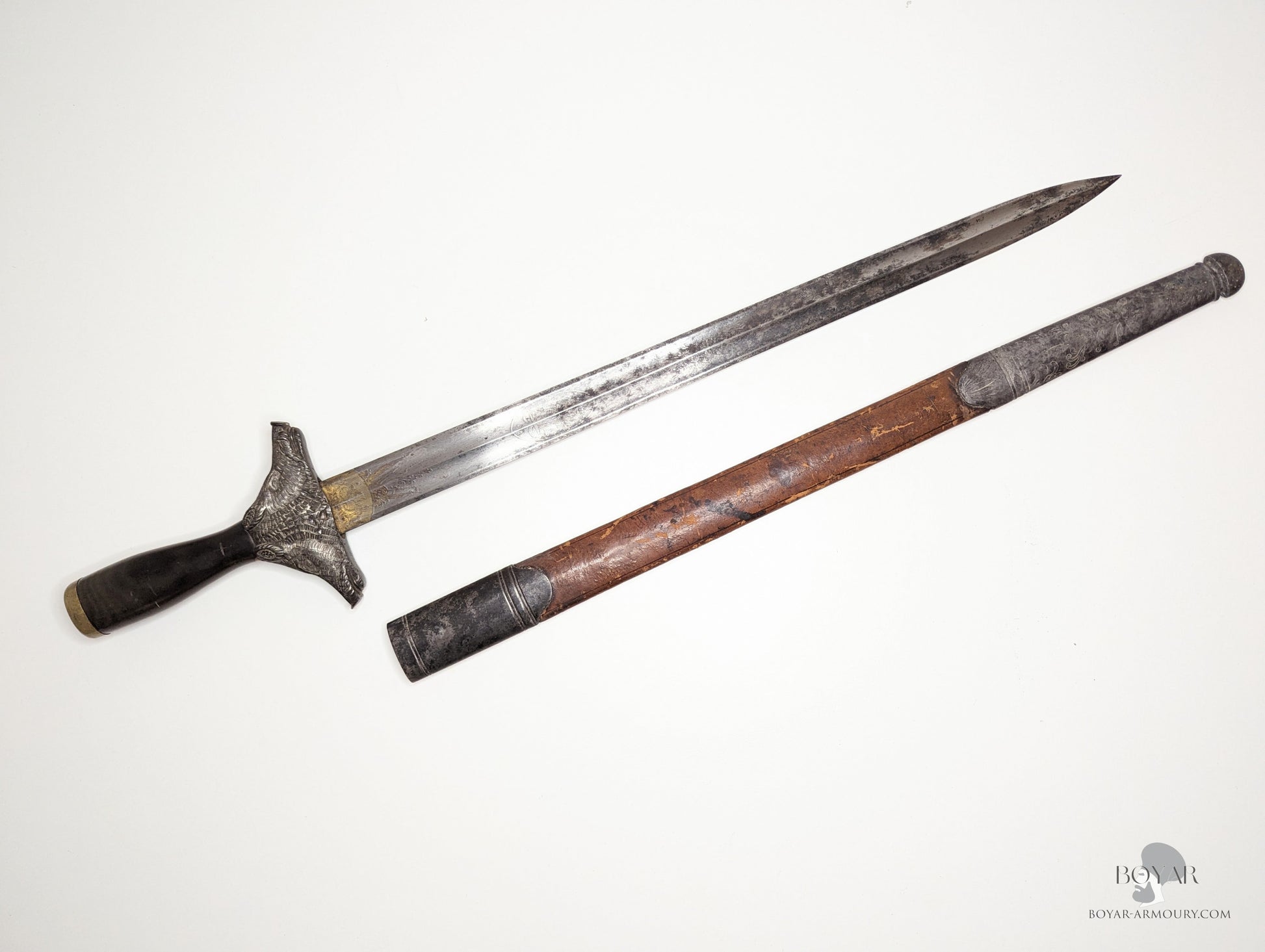 Hunting Hanger Gold & Damascus Blade Sword