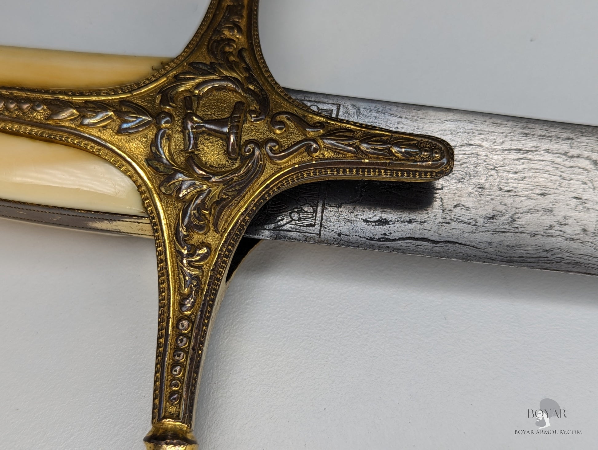 Mameluke Sabre Shamshir Blade Mounted On An Ivory Gripped Hilt Clan Brodie Family Crest Sword