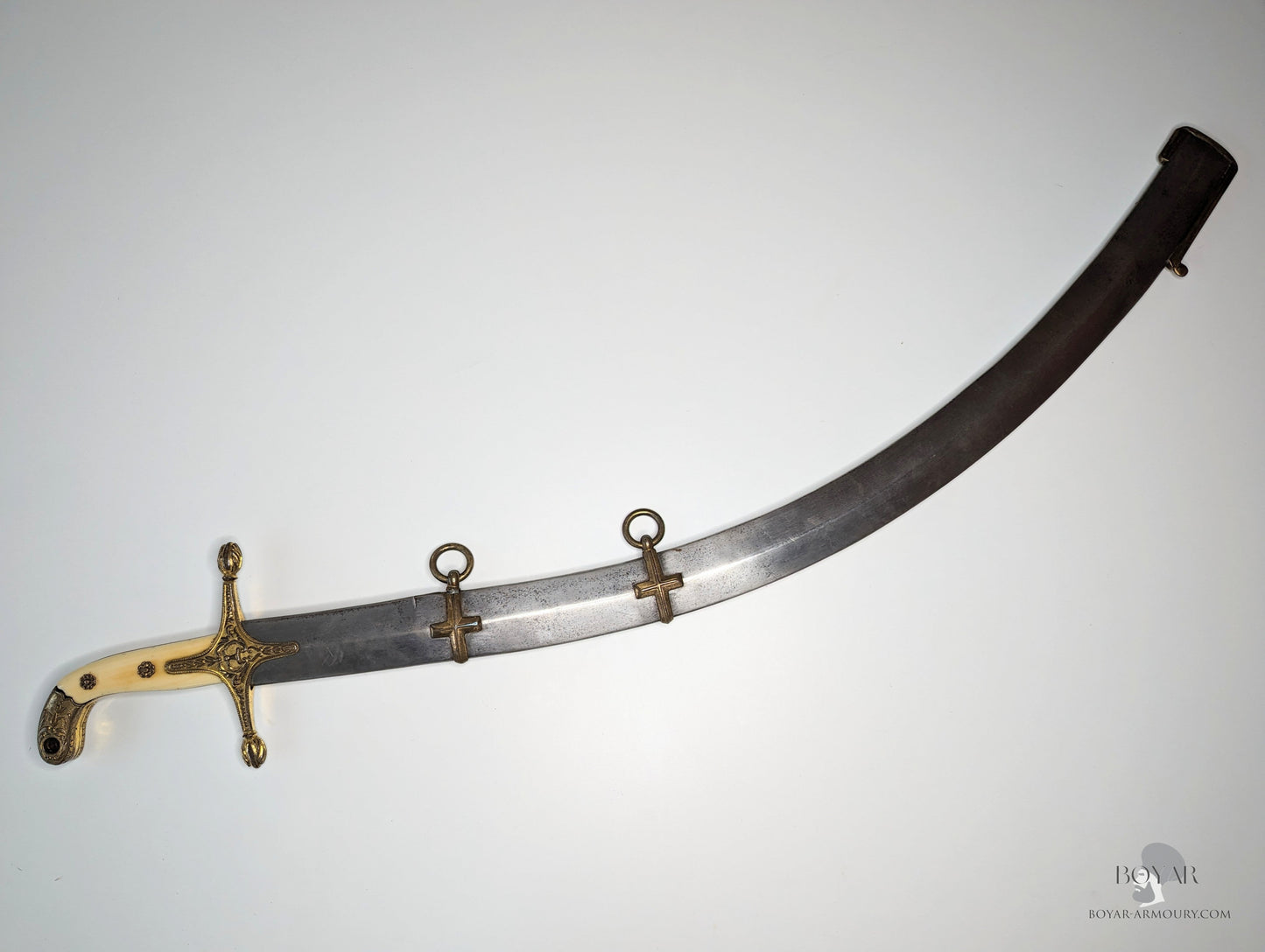 Mameluke Sabre Shamshir Blade Mounted On An Ivory Gripped Hilt Clan Brodie Family Crest Sword