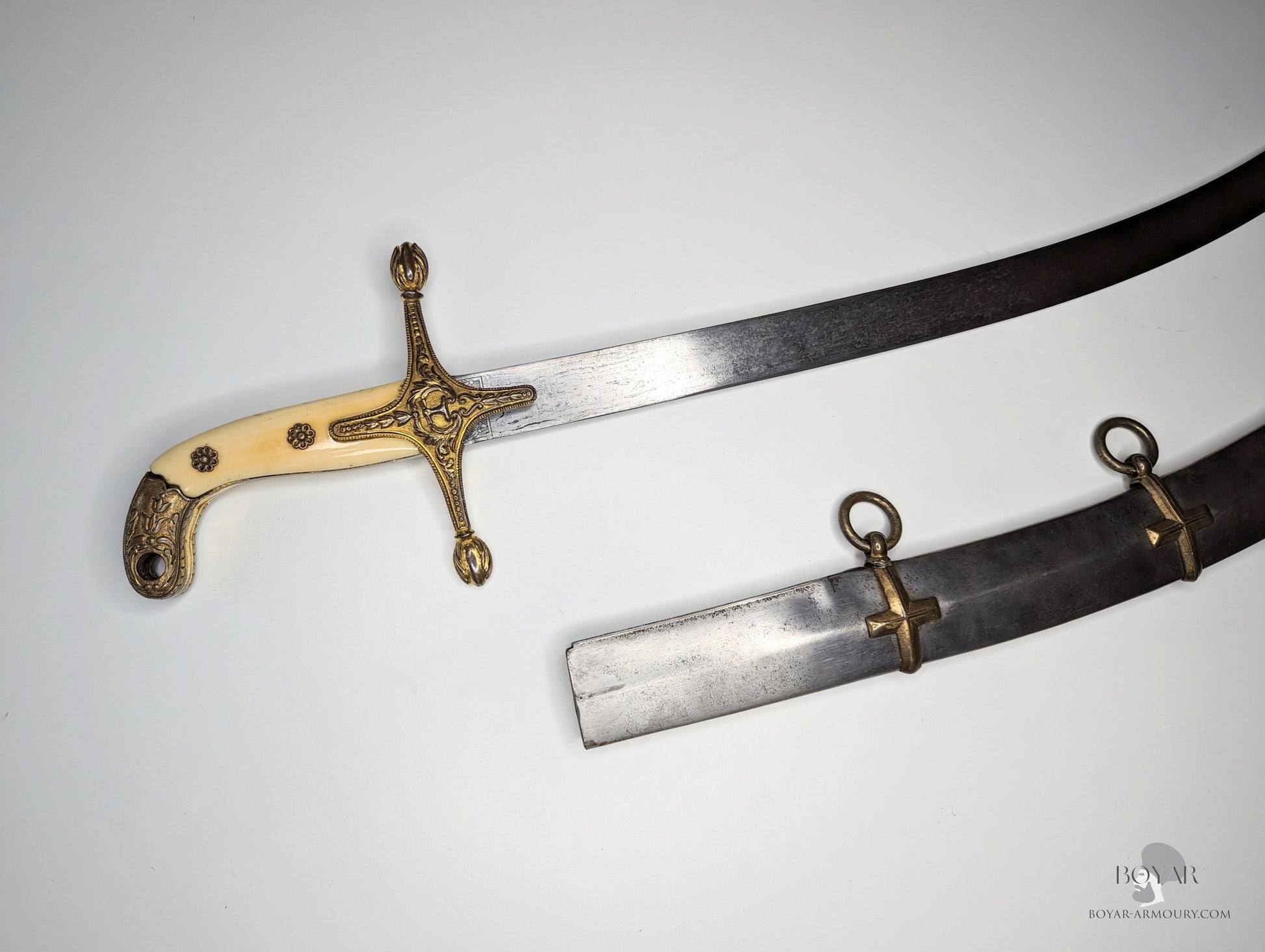 Mameluke Sabre Shamshir Blade Mounted On An Ivory Gripped Hilt Clan Brodie Family Crest Sword