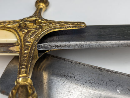 Mameluke Sabre Shamshir Blade Mounted On An Ivory Gripped Hilt Clan Brodie Family Crest Sword