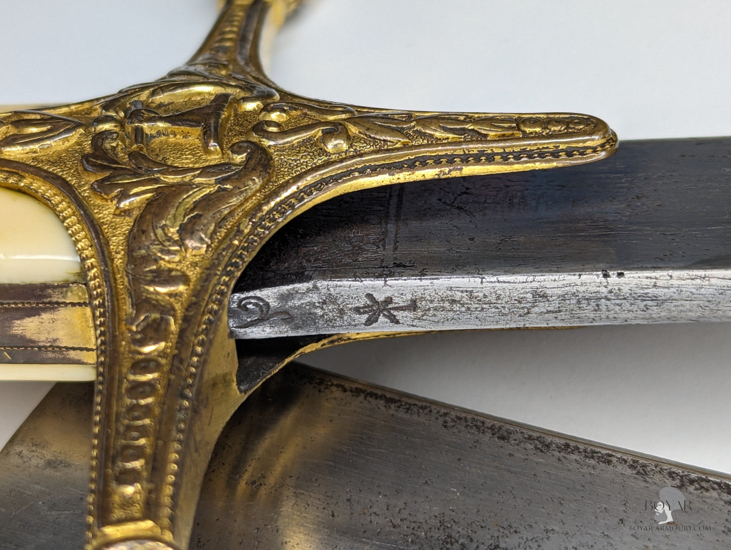 Mameluke Sabre Shamshir Blade Mounted On An Ivory Gripped Hilt Clan Brodie Family Crest Sword