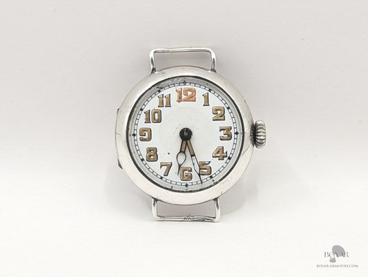 Ww1 Silver Trench Watch Swiss Movement London Import 1917